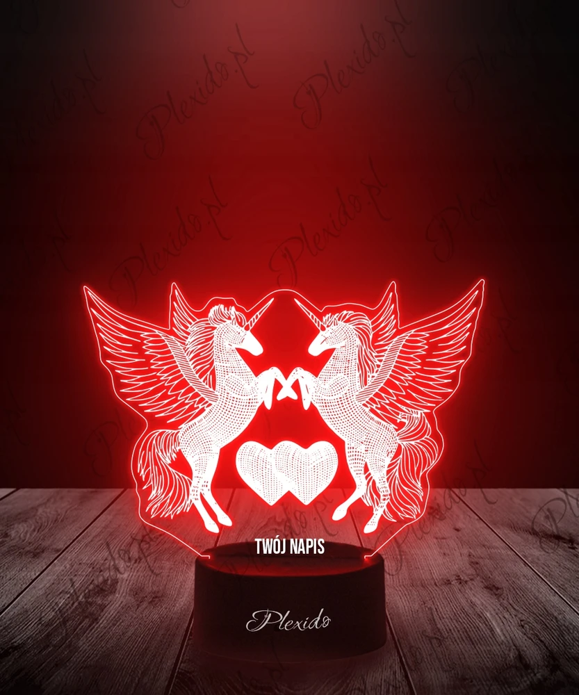 Plexido Lampka Nocna LED 3D Vienaragis Pegaz Grawer Pilot
