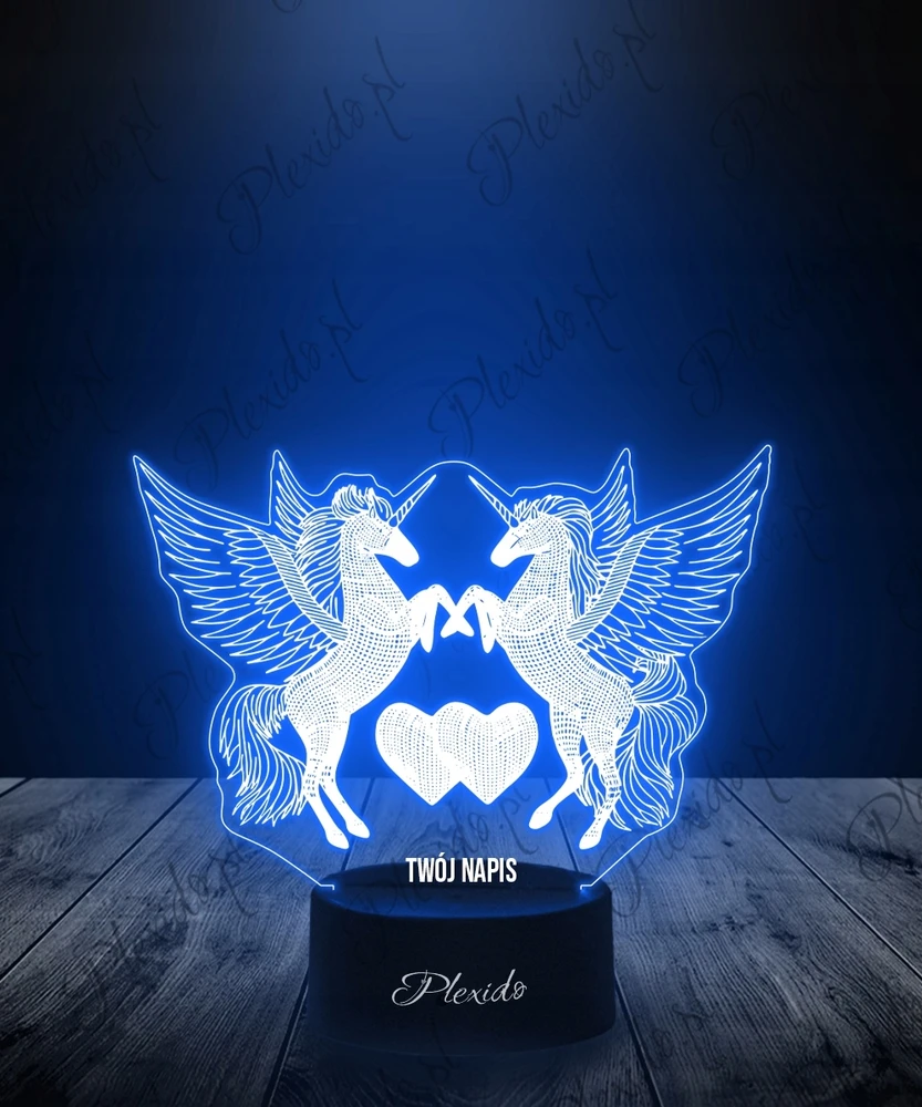Plexido Lampka Nocna LED 3D Vienaragis Pegaz Grawer Pilot