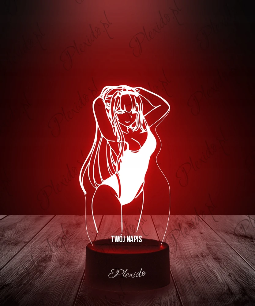 Plexido Lampka Nocna LED 3D Zero Two Darling in the Franxx Anime Prezent Twój Napis