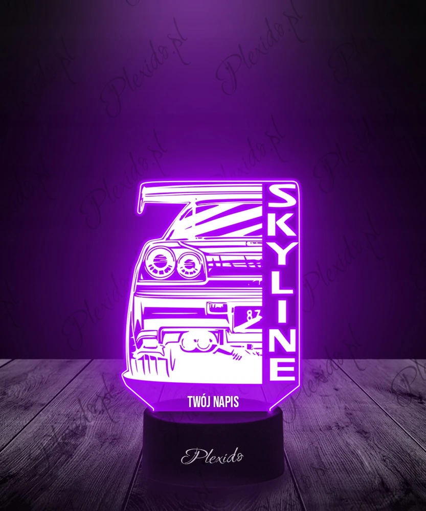 Plexido Lampka Nocna Samochód Nissan Skyline Prezent Grawer Twoje Imię LED 3D