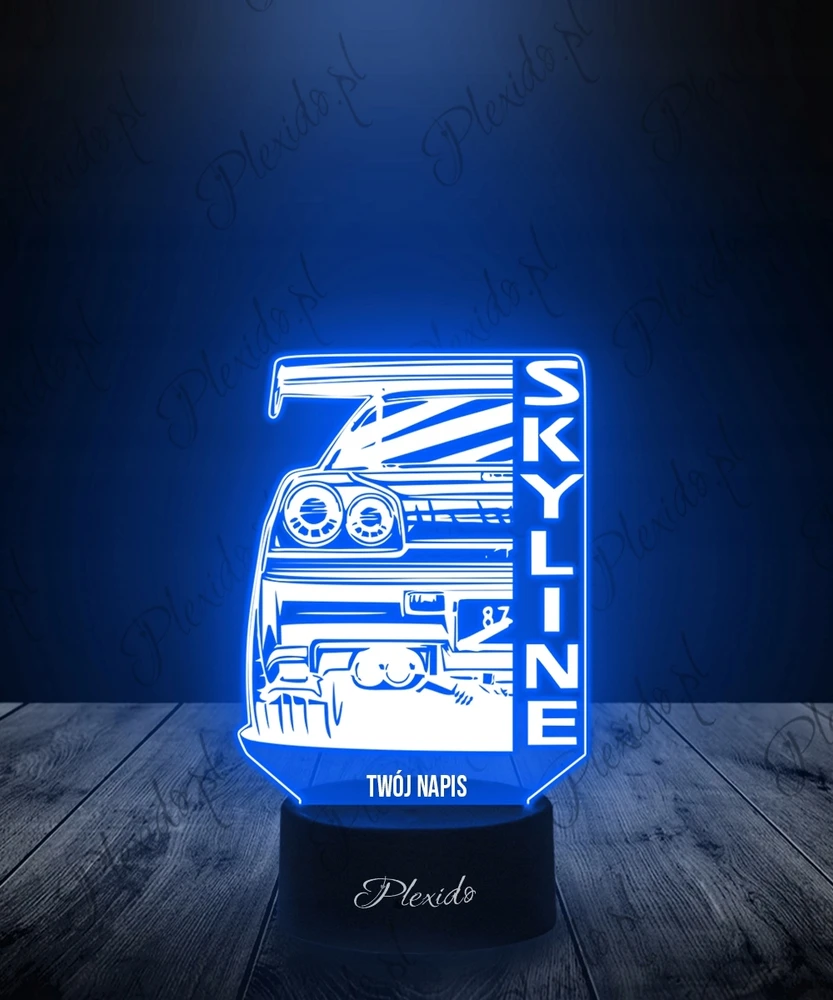 Plexido Lampka Nocna Samochód Nissan Skyline Prezent Grawer Twoje Imię LED 3D