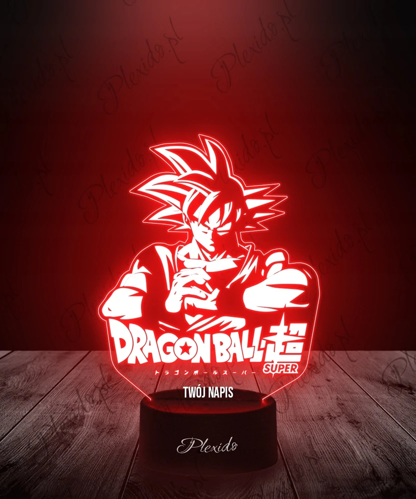 Plexido Lampka Nocna Serial Dragon Ball Super Goku Twój Napis Prezent Imię 3D LED