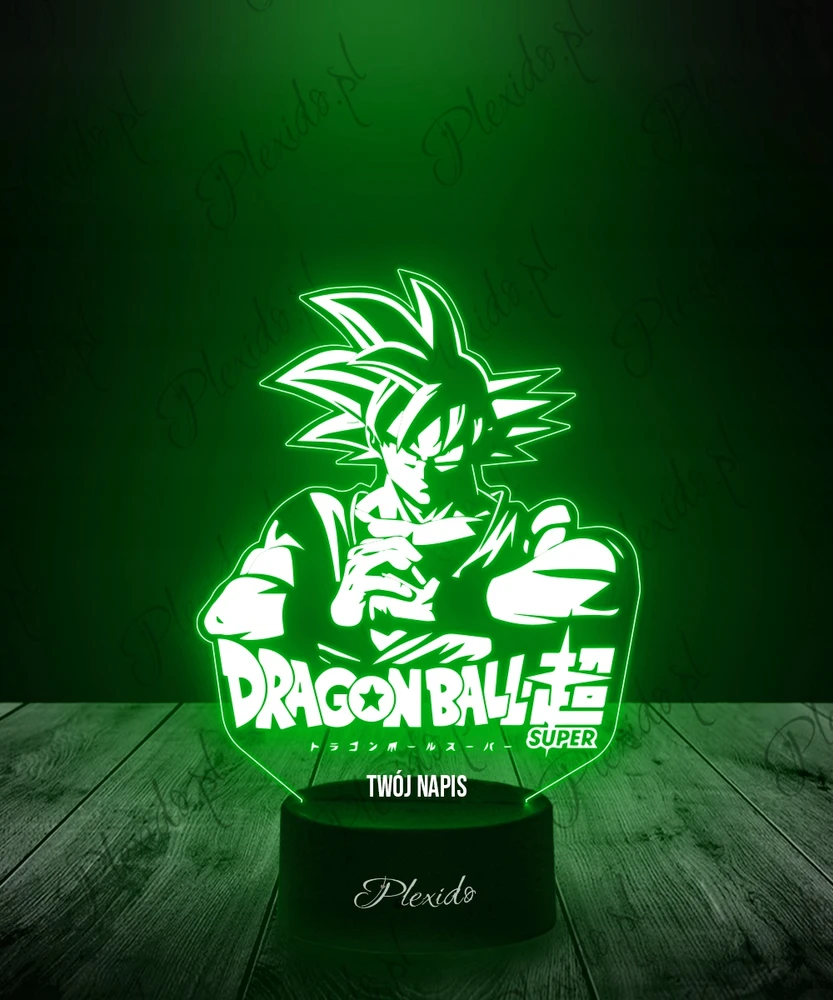 Plexido Lampka Nocna Serial Dragon Ball Super Goku Twój Napis Prezent Imię 3D LED