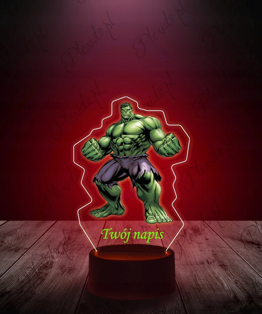Plexido Lampka Nocna su Nadrukiem 3D LED Hulk Imię Prezent