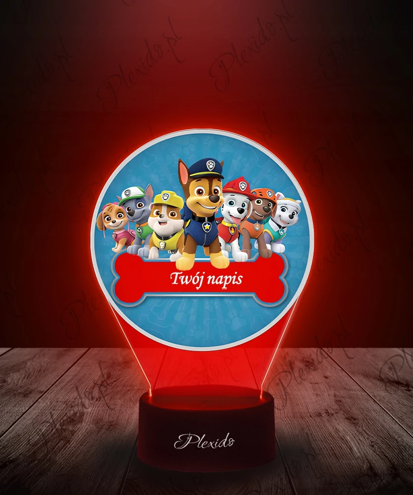 Plexido Lampka Nocna su Nadrukiem 3D LED Psi Patrol Prezent