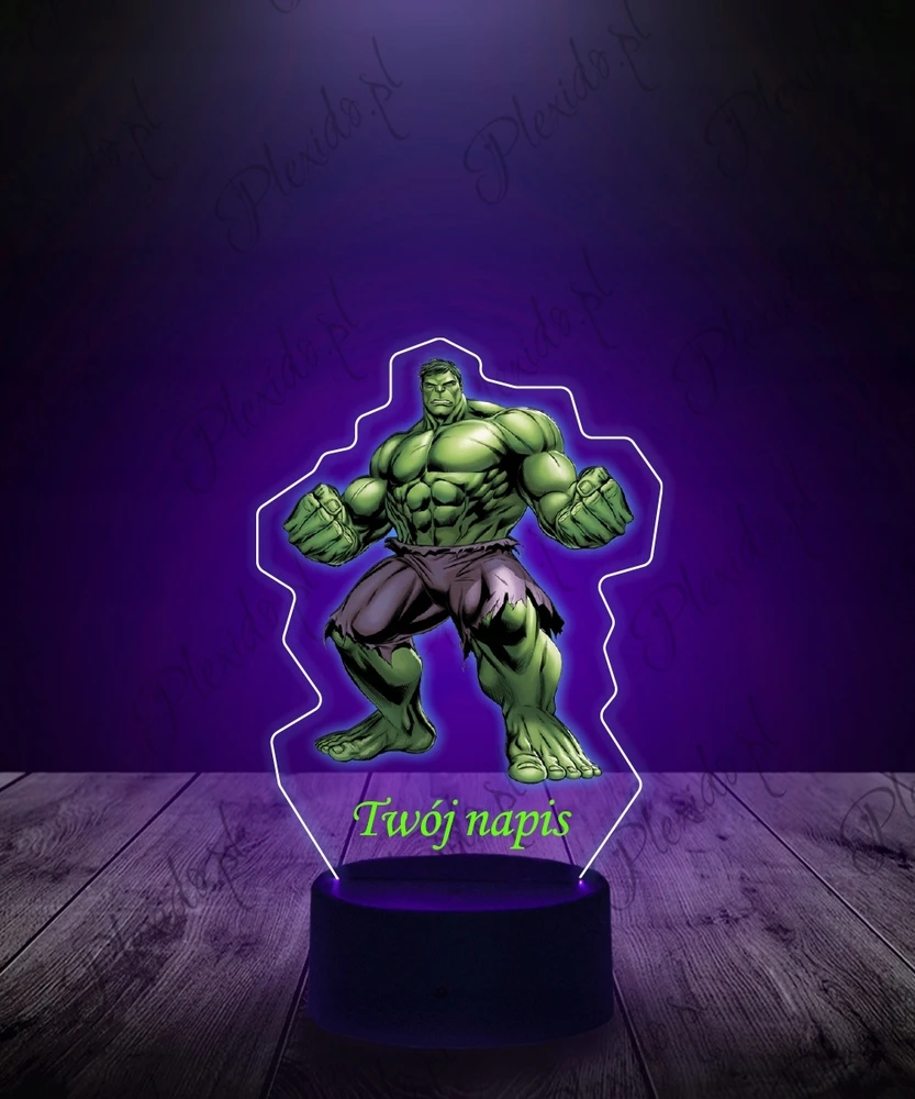 Plexido Lampka Nocna su Nadrukiem 3D LED Hulk Imię Prezent
