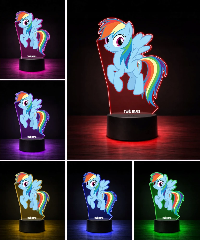 Plexido Lampka Nocna su Nadrukiem LED Dla Dzieci My Little Pony Kucyk Rainbow Dash