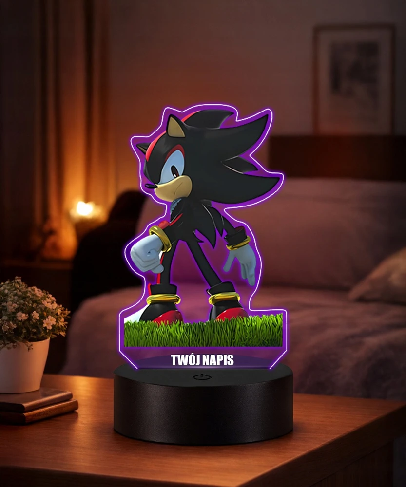 Plexido Lampka Nocna Z Nadrukiem Dla Dzieci Sonic Bajka Na Prezent Imię 3D LED