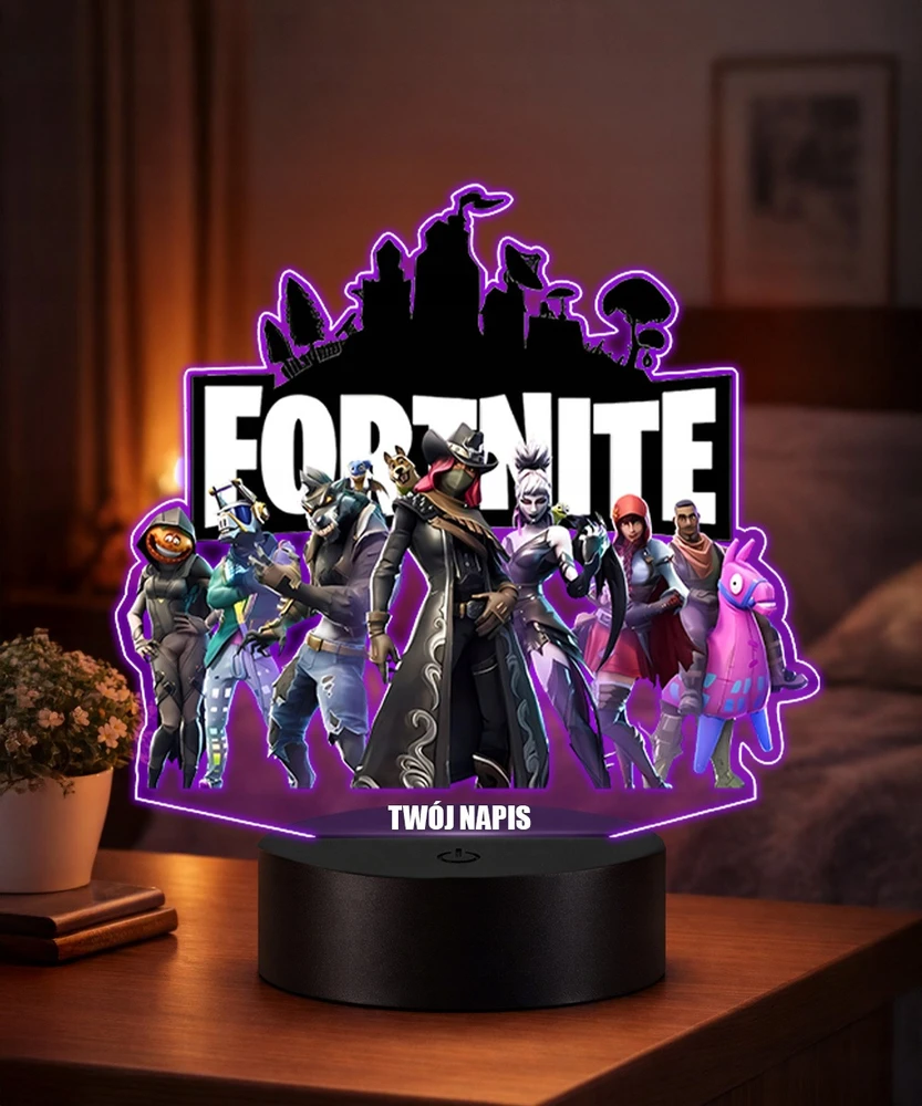 Plexido Lampka Nocna Z Nadrukiem Dla Dziecka Gra Komputerowa Fortnite Postaci LED