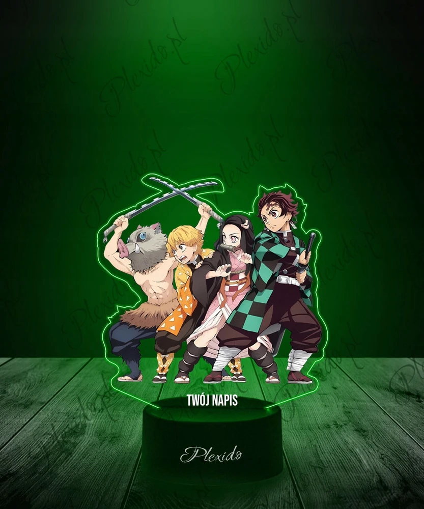 Plexido Lampka Nocna Z Nadrukiem Dla Dziecka Demon Slayer Postacie Anime LED 3D