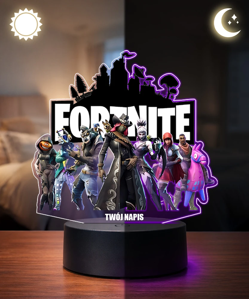 Plexido Lampka Nocna Z Nadrukiem Dla Dziecka Gra Komputerowa Fortnite Postaci LED