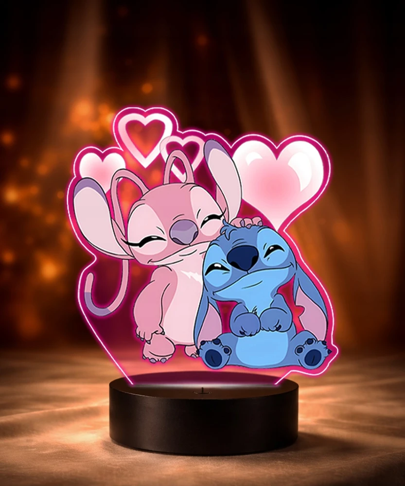 Plexido Lampka Nocna Z Nadrukiem Dla Dziecka Stitch i Angel Bajka Disney LED 3D