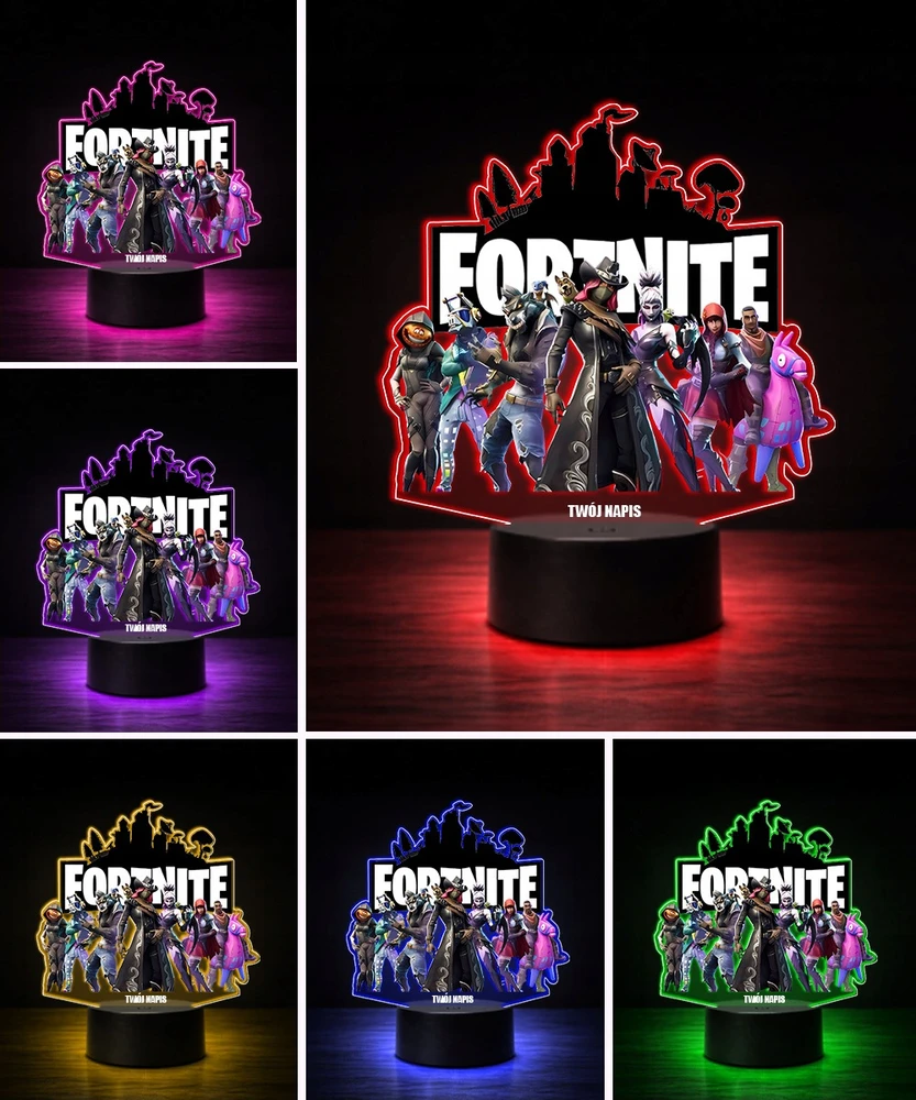 Plexido Lampka Nocna Z Nadrukiem Dla Dziecka Gra Komputerowa Fortnite Postaci LED