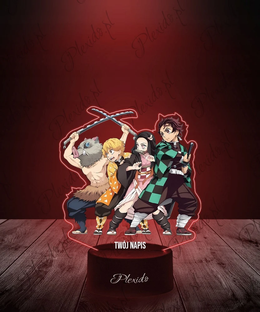 Plexido Lampka Nocna Z Nadrukiem Dla Dziecka Demon Slayer Postacie Anime LED 3D