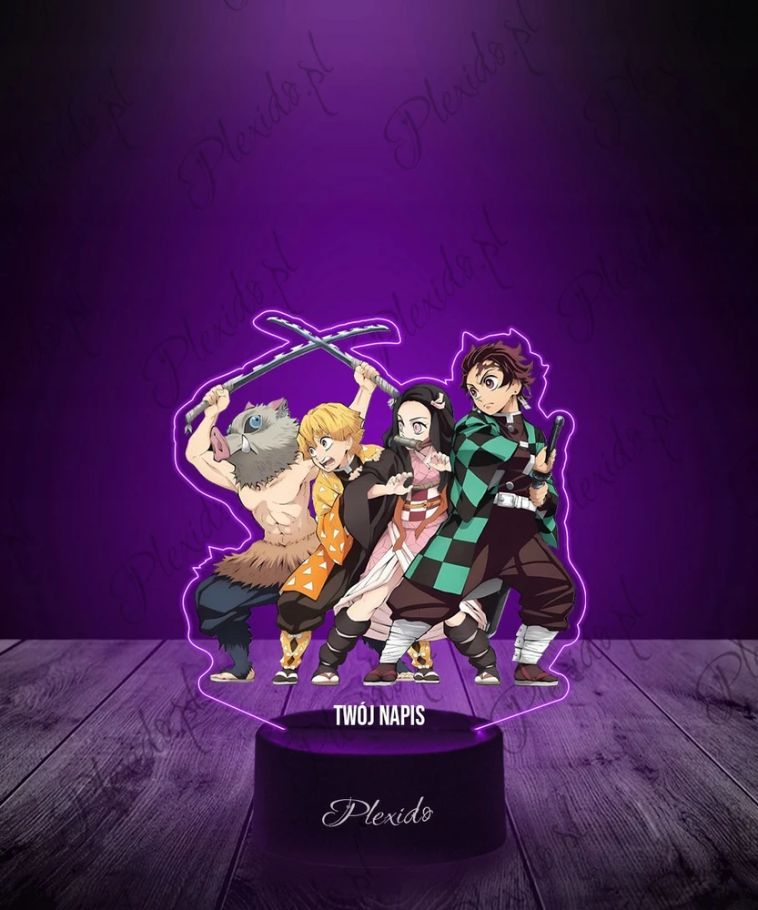 Plexido Lampka Nocna Z Nadrukiem Dla Dziecka Demon Slayer Postacie Anime LED 3D
