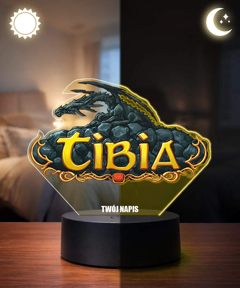 Plexido Lampka Nocna Z Nadrukiem Dla Gracza Tibia Gra Prezent Twój Grawer Imię LED