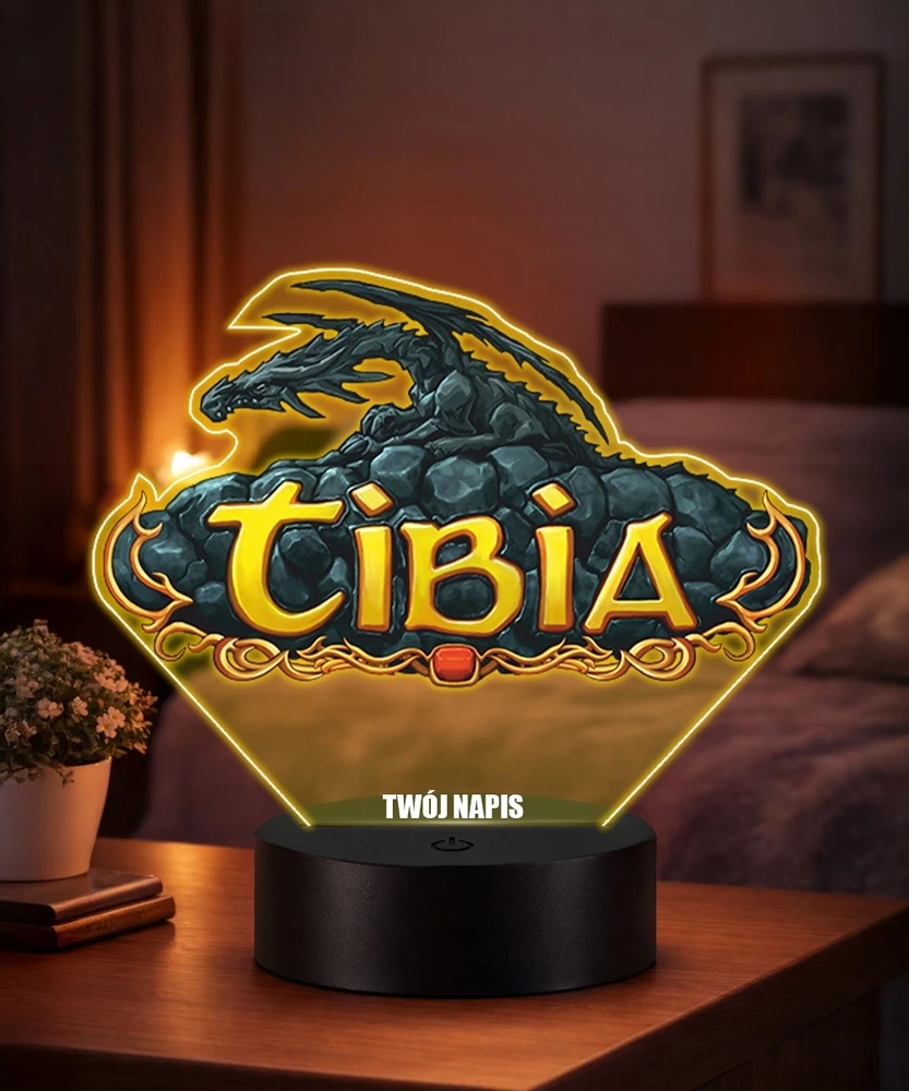 Plexido Lampka Nocna Z Nadrukiem Dla Gracza Tibia Gra Prezent Twój Grawer Imię LED