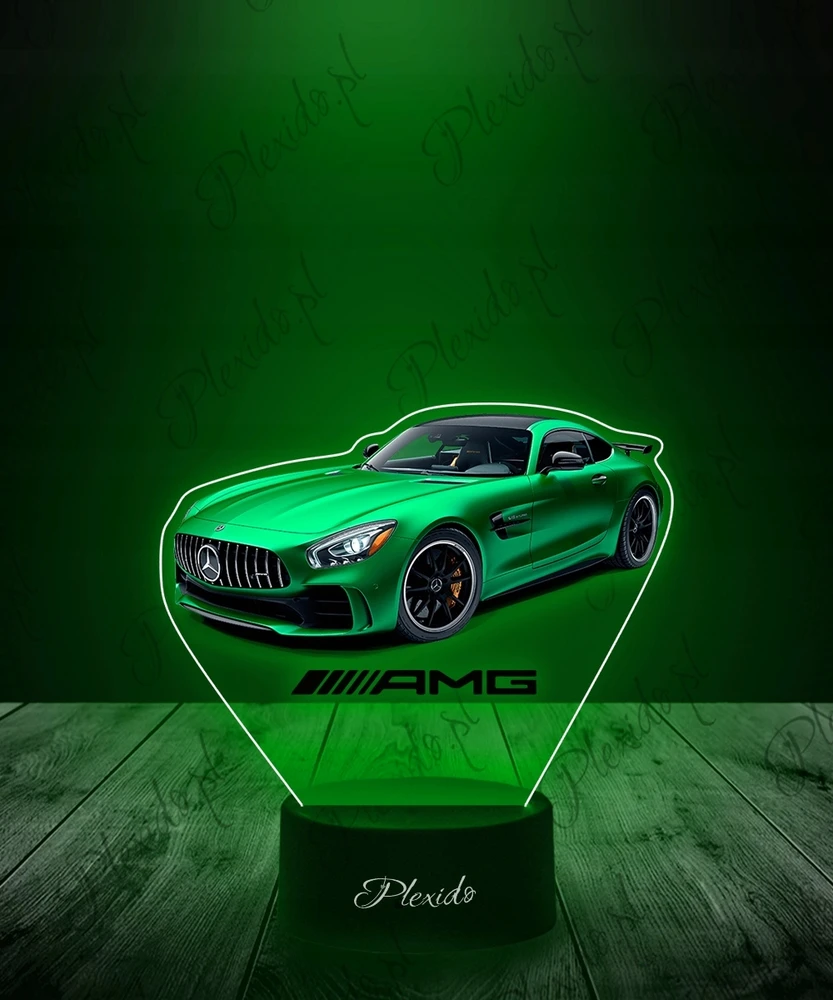 Plexido Lampka Nocna Z Nadrukiem Mercedes GTR AMG 2018 Twój Grawer Imię 3D LED