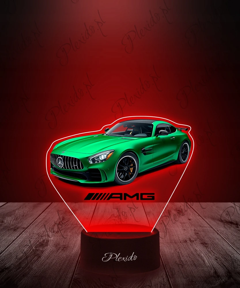 Plexido Lampka Nocna Z Nadrukiem Mercedes GTR AMG 2018 Twój Grawer Imię 3D LED