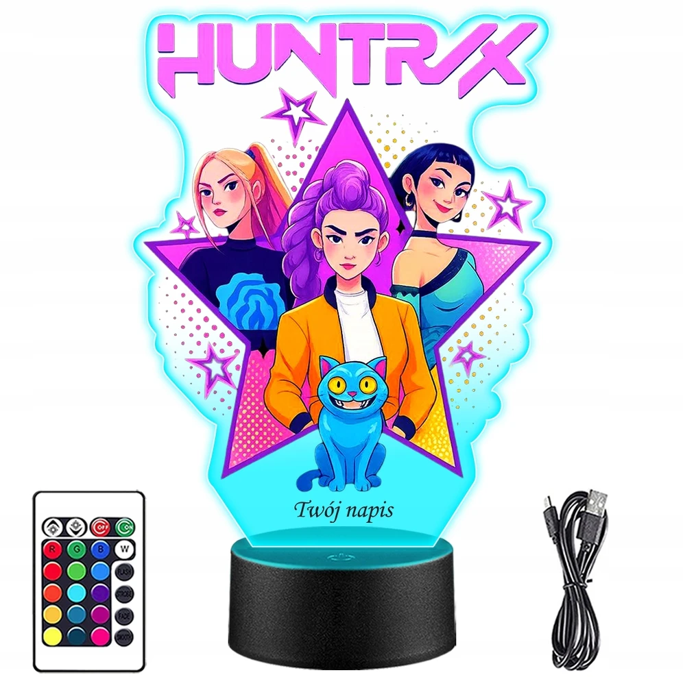 Plexido LED NAKTINIS LEMPAS Huntrix K-pop Huntresses Rumi Mira Zoey dovana vaikui