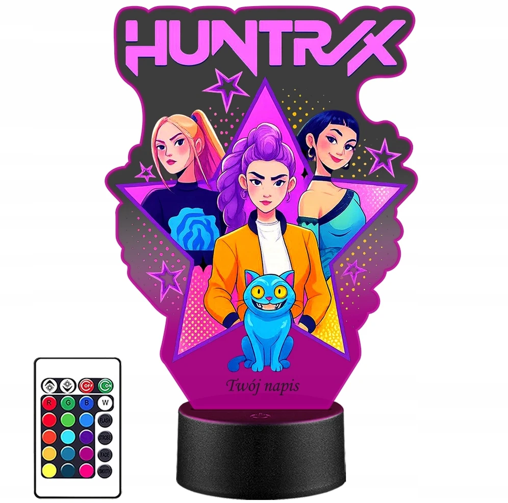 Plexido LED NAKTINIS LEMPAS Huntrix K-pop Huntresses Rumi Mira Zoey dovana vaikui