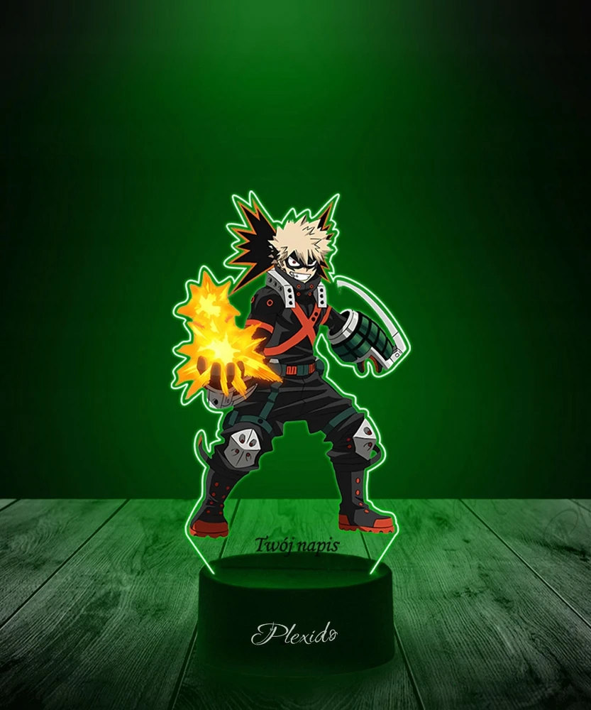 Plexido My Hero Academia Katsuki Bakugo 3D LED lempa su pavadinimu Anime dovana