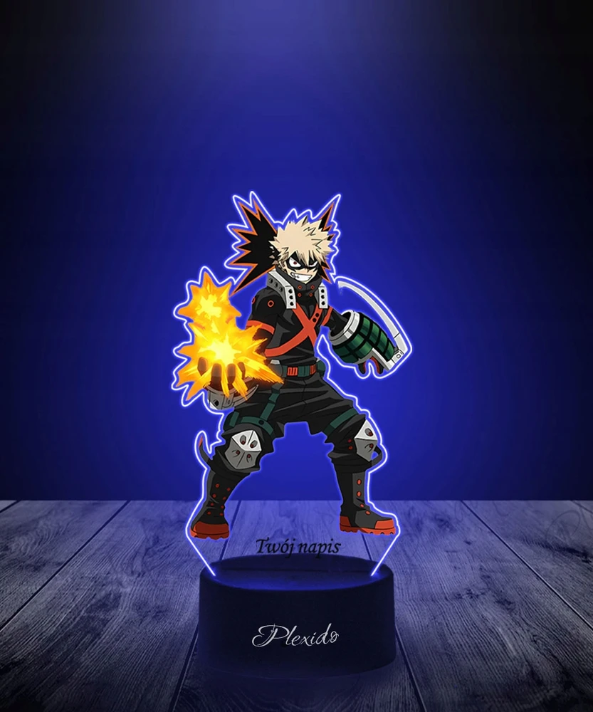 Plexido My Hero Academia Katsuki Bakugo 3D LED lempa su pavadinimu Anime dovana