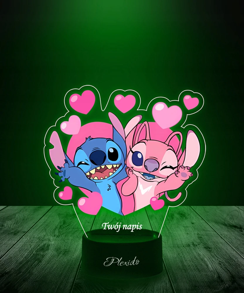 Plexido Naktinė lempa Pasaka Lilo ir Stitch Angel Heart 3D LED dovana mergaitėms