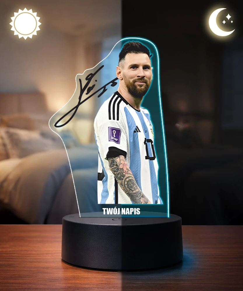 Plexido Naktinė lempa su spaudiniu Argentinos futbolininko Leo Lionelio Messi autografu
