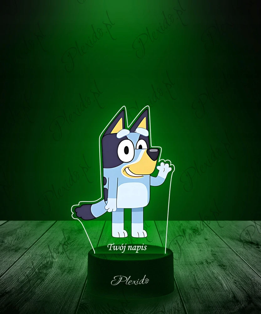 Plexido Naktinė lempa su spaudiniu Bluey Mėlyna Fairy Tale Padovanokite savo graviruotą vardo šviesos diodą