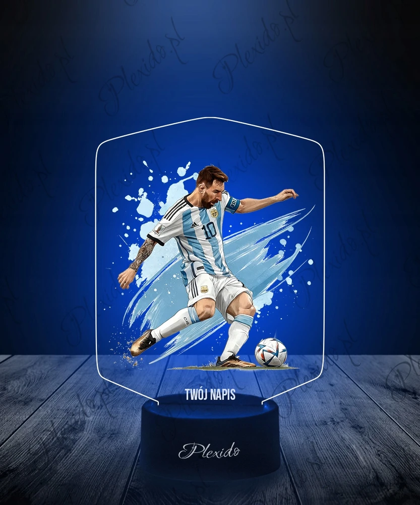 Plexido Naktinės lempos futbolininkas Lionelis Messi kamuolys Argentina Jūsų vardas LED 3D dovana