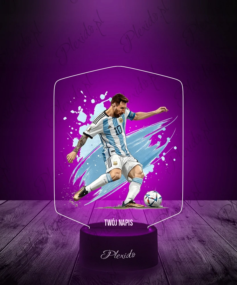 Plexido Naktinės lempos futbolininkas Lionelis Messi kamuolys Argentina Jūsų vardas LED 3D dovana
