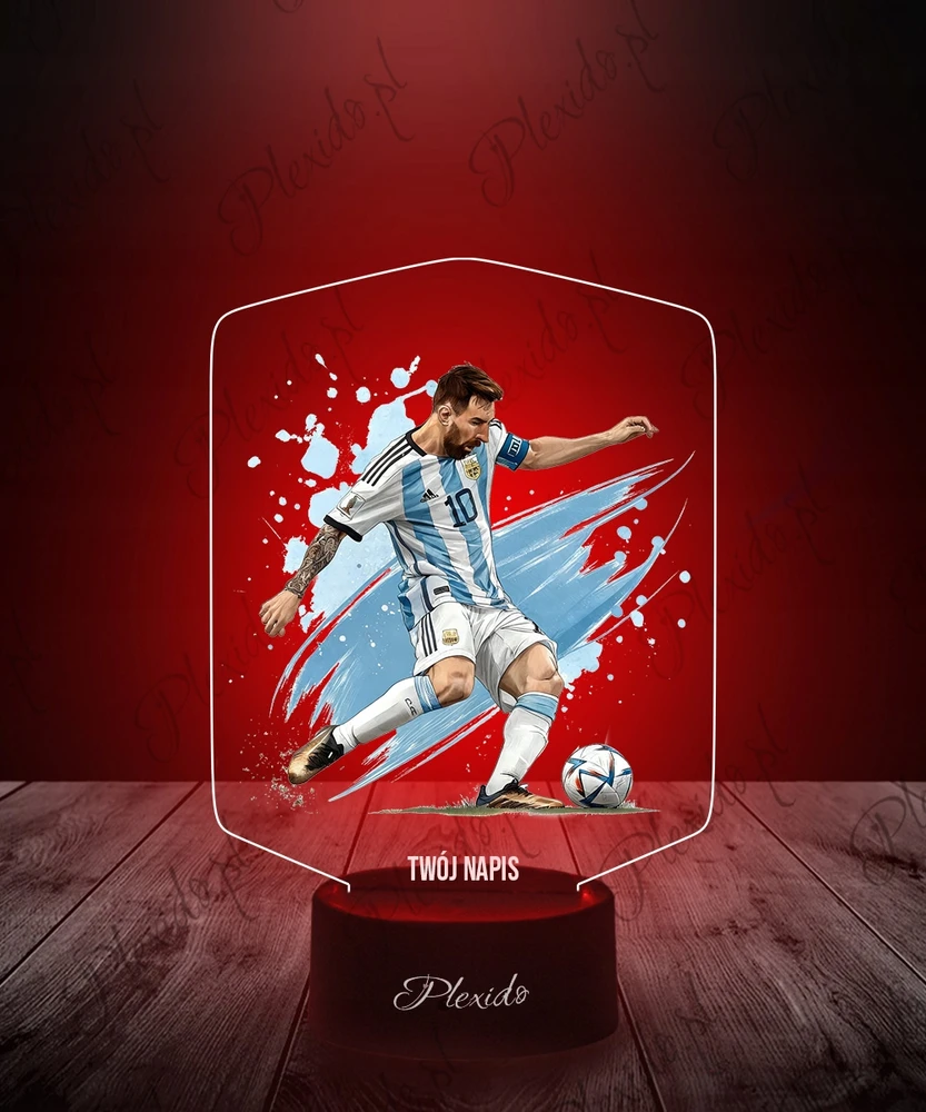 Plexido Naktinės lempos futbolininkas Lionelis Messi kamuolys Argentina Jūsų vardas LED 3D dovana
