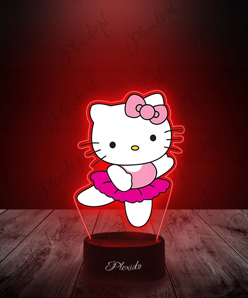 Plexido Personalizuota 3d Led Naktinė Lempa "hello Kitty Baletas" su vardu