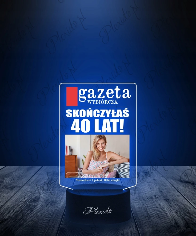 Plexido Personalizuota 3d Led naktinė lemputė 40-mečiui su Jūsų nuotrauka