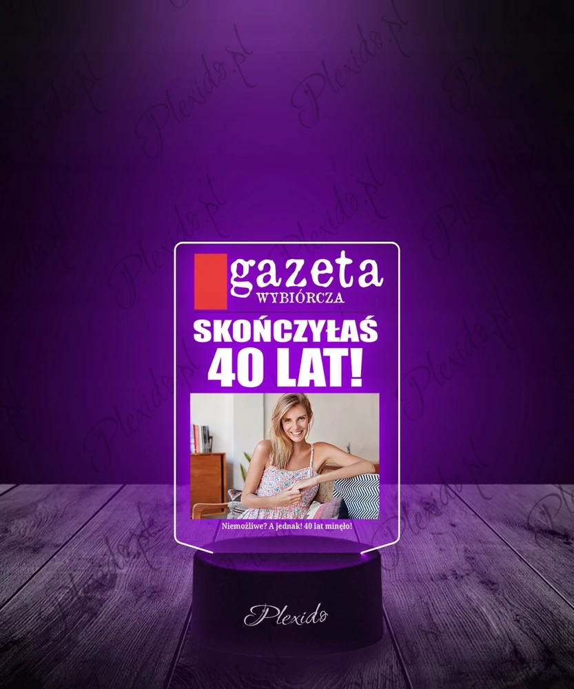 Plexido Personalizuota 3d Led naktinė lemputė 40-mečiui su Jūsų nuotrauka