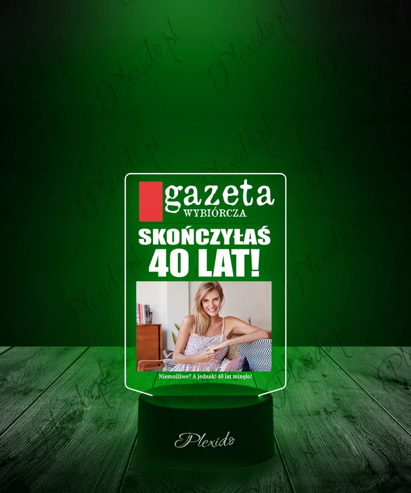 Plexido Personalizuota 3d Led naktinė lemputė 40-mečiui su Jūsų nuotrauka
