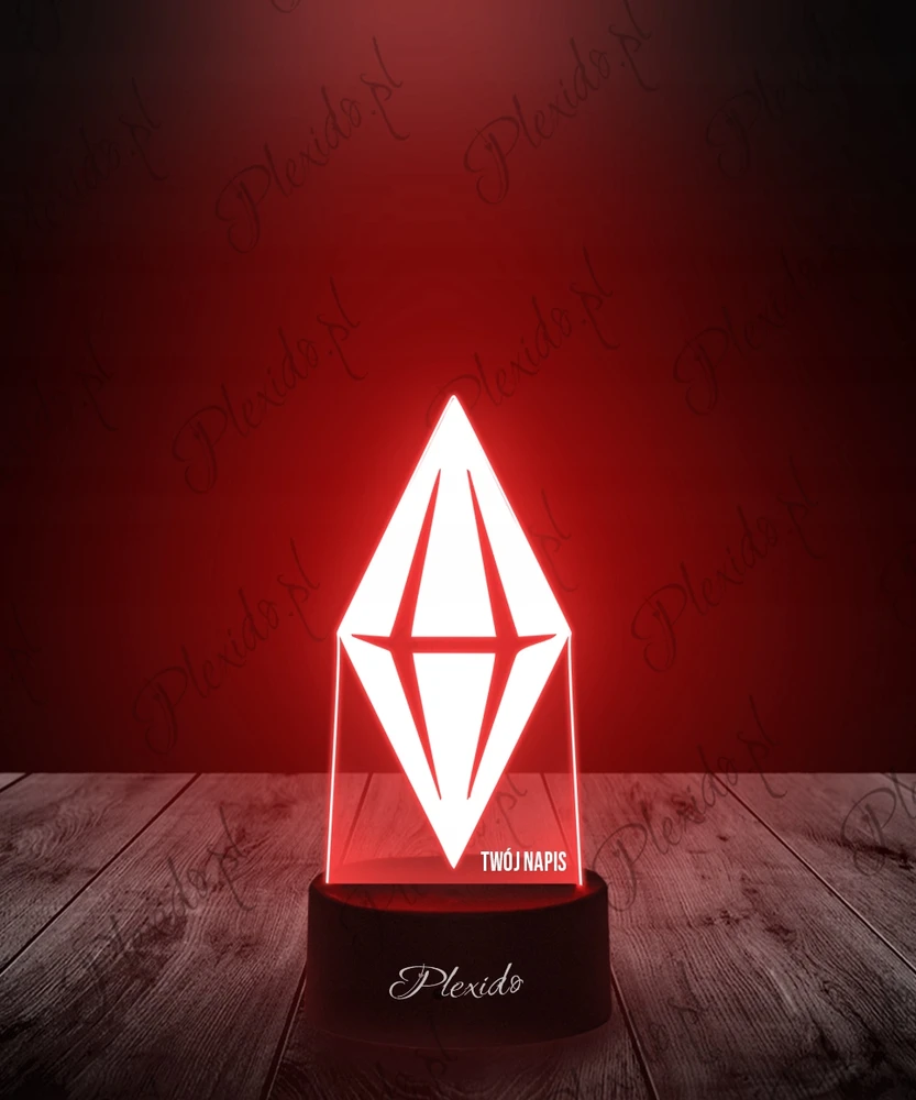 Plexido The Sims 4 Plumbob naktinė lempa dovanoms graviruoti jūsų vardą LED 3D