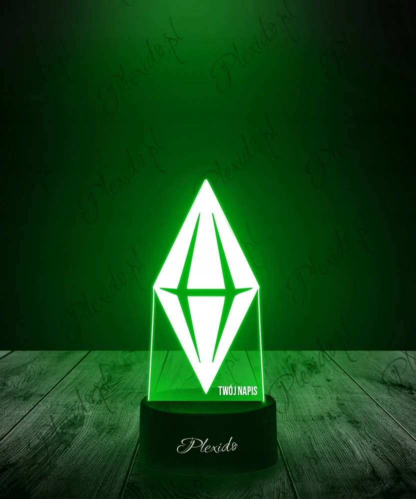 Plexido The Sims 4 Plumbob naktinė lempa dovanoms graviruoti jūsų vardą LED 3D