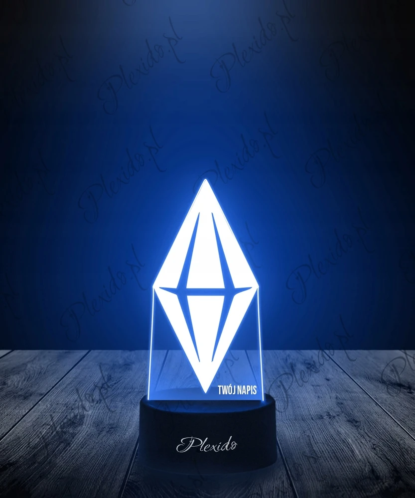 Plexido The Sims 4 Plumbob naktinė lempa dovanoms graviruoti jūsų vardą LED 3D