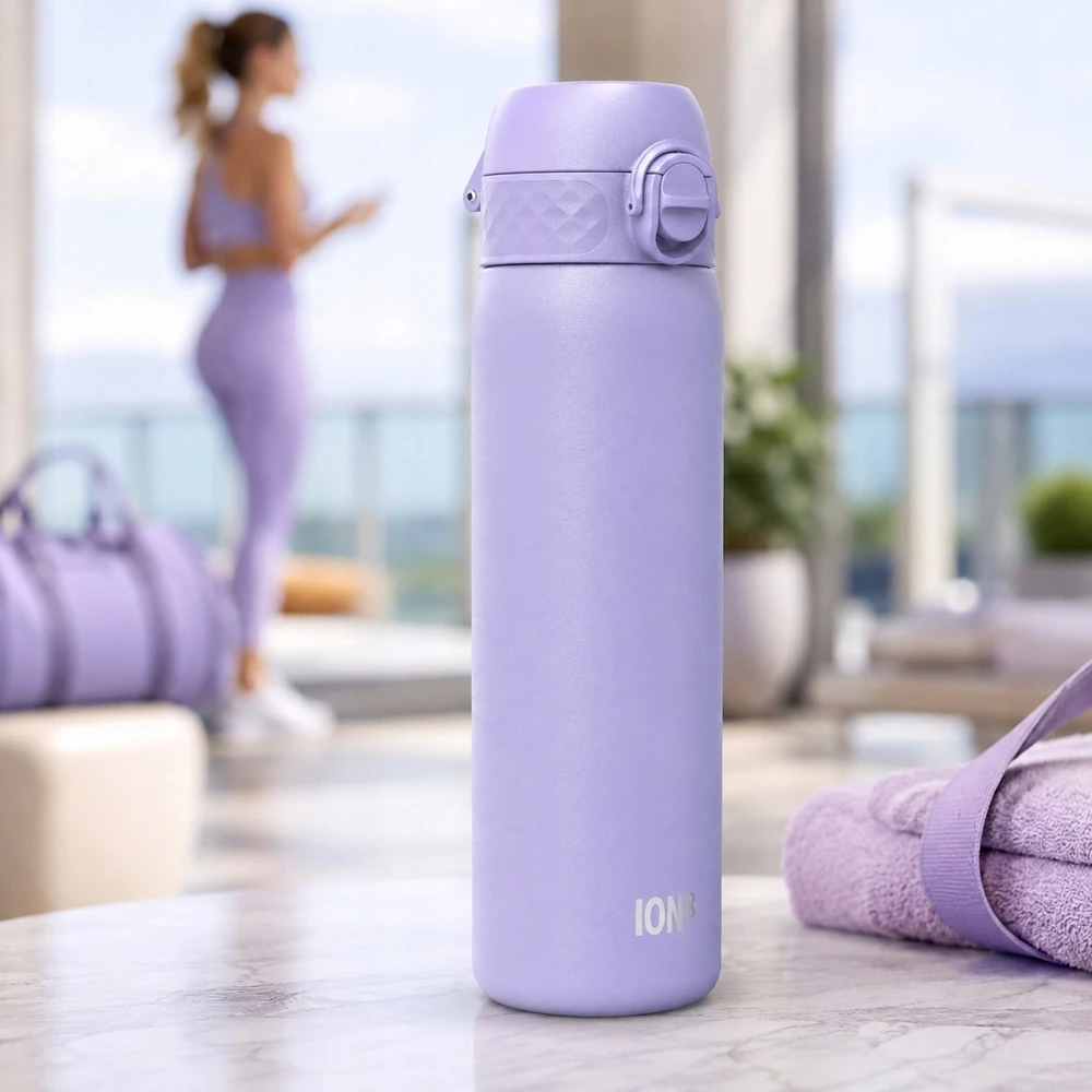 PLIENINIS MOKYKLINIS BUTELAS VAIKŲ BUTELĖLIS PURPURINIS, LENGVAS, ŠVIESUS TEAKABLE ION8 0,6L 600ml