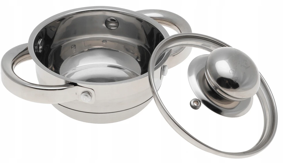 Plieninis PUODAS 9x DUGNIS su DANGIU 0,6L 12cm INDUKCINĖS dujos 2560