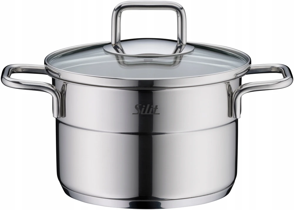Plieninis puodas su dangčiu, aukštas, Silit Extra Cook, mažas, 14 cm, 1,3l, indukcinis
