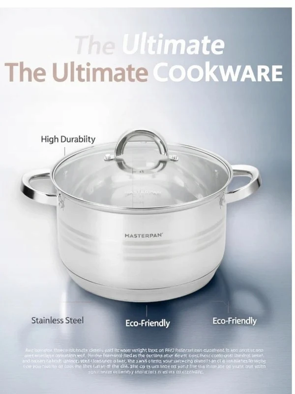PLIENINIS PUODAS SU DANGIU 3L 20cm HOFFNER MASTERPAN ELEGANCE GAS INDUCTION N