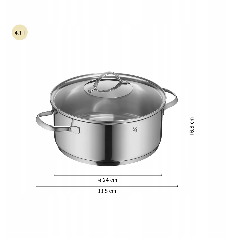 Plieninis puodas su dangteliu, žemas, platus WMF Provence Plus 24cm 4,1l