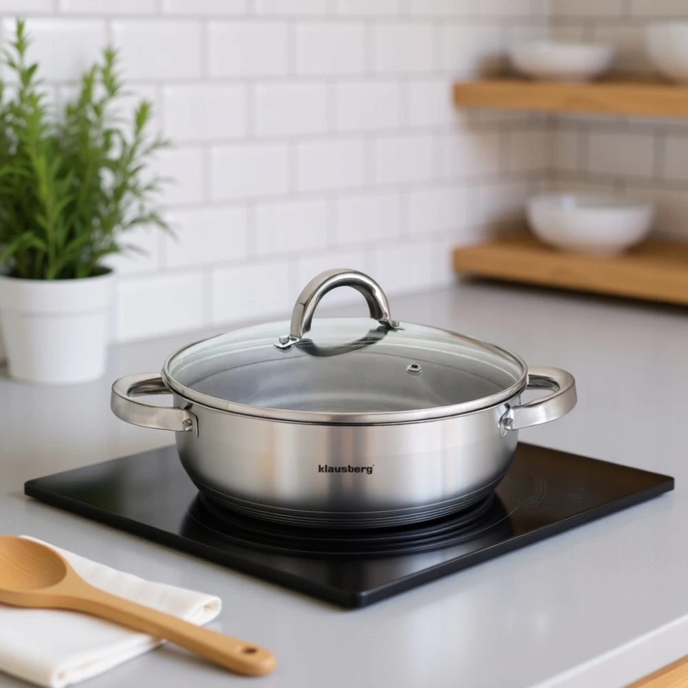 Plieninis puodas Žemos indukcinės dujos 6,0L 28 cm KLAUSBERG KB-7174
