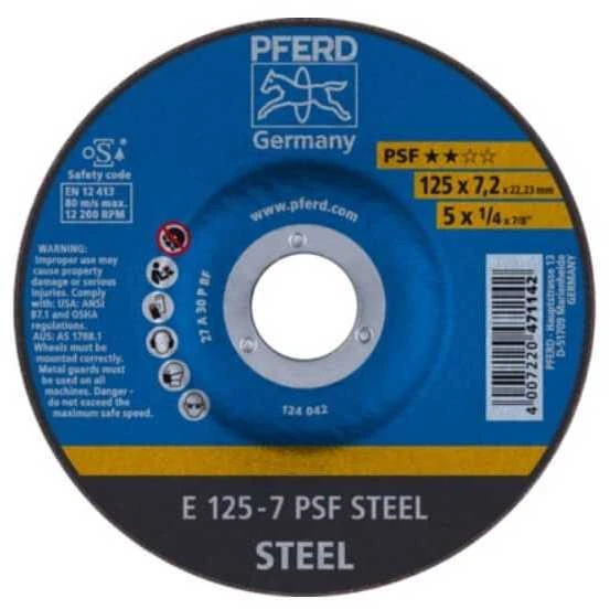 Plieno šlifavimo diskas PFERD PSF Ø125x7x22mm A30