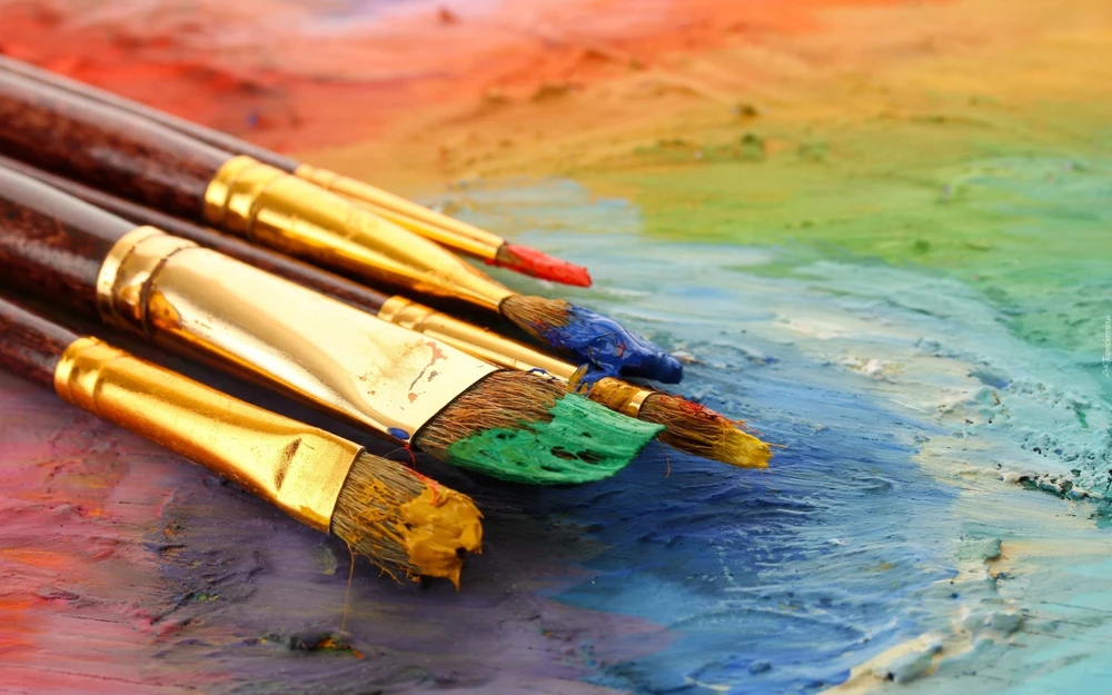 Plokšti blizgučiai aliejiniais dažais teptukai 7 PAKETAI DIDELIS RINKINYS "Faber-castell