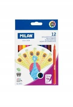 Ploni apvalūs žymekliai 12 spalvų Milan