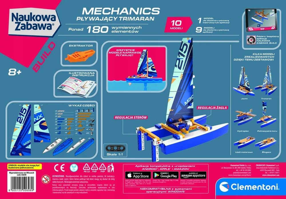 Mechanikos laboratorijos konstravimo rinkinys – plūduriuojantis Trimaranas – Clementoni 50698